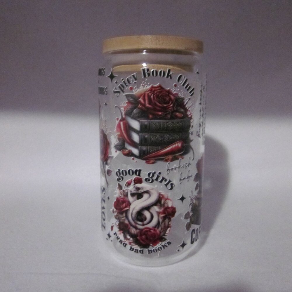 Spicy Book Lovers Glass Can Cup.